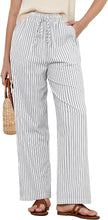 Load image into Gallery viewer, Maolijer  Women's Striped Pants High Rise Wide Leg Pants Elastic Waist Casual Pants
