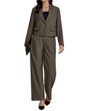 Load image into Gallery viewer, Maolijer Women's Two Pieces Suit Set Long Sleeve Cropped Blazer with Wide Leg Pants