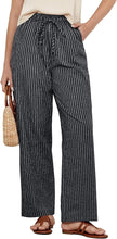 Load image into Gallery viewer, Maolijer  Women's Striped Pants High Rise Wide Leg Pants Elastic Waist Casual Pants