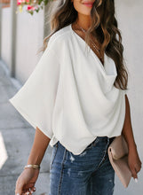 Load image into Gallery viewer, Maolijer Women's Draped Neck Blouses Dolman 3/4 Sleeve Loose Tops Shirt