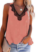 Load image into Gallery viewer, Maolijer Women's V Neck Lace Tank Top High Low Hem Loose Sleeveless Blouse Shirt
