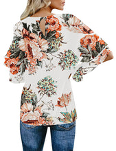 Load image into Gallery viewer, Maolijer Women's Crewneck Casual 3/4 Ruffle Sleeve Blouses Loose Tops Shirt