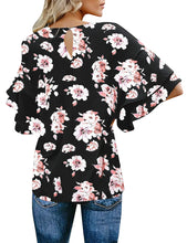 Load image into Gallery viewer, Maolijer Women's Crewneck Casual 3/4 Ruffle Sleeve Blouses Loose Tops Shirt