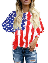 Load image into Gallery viewer, Maolijer Women's Crewneck Casual 3/4 Ruffle Sleeve Blouses Loose Tops Shirt