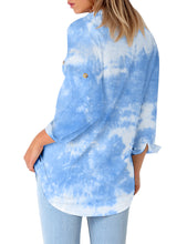 Load image into Gallery viewer, Maolijer Women's Casual V Neck Button Down Blouse Roll-up Sleeve Loose Shirt Tunic Tops with Pockets