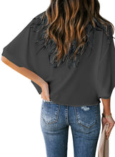 Load image into Gallery viewer, Maolijer Women's Draped Neck Blouses Dolman 3/4 Sleeve Loose Tops Shirt