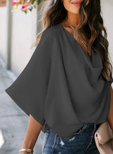 Load image into Gallery viewer, Maolijer Women's Draped Neck Blouses Dolman 3/4 Sleeve Loose Tops Shirt
