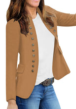 Load image into Gallery viewer, Maolijer Women's Open Front Buttons Work Office Blazer Casual Business Jacket Suit with Pockets