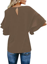 Load image into Gallery viewer, Maolijer Women's Crewneck Casual 3/4 Ruffle Sleeve Blouses Loose Tops Shirt
