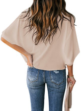 Load image into Gallery viewer, Maolijer Women's Draped Neck Blouses Dolman 3/4 Sleeve Loose Tops Shirt