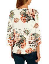 Load image into Gallery viewer, Maolijer Women's V-Neck Casual 3/4 Bell Sleeve Mesh Panel Blouses Loose Tops Shirt