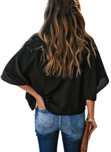 Load image into Gallery viewer, Maolijer Women's Draped Neck Blouses Dolman 3/4 Sleeve Loose Tops Shirt