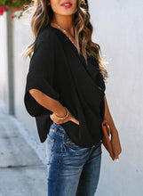 Load image into Gallery viewer, Maolijer Women's Draped Neck Blouses Dolman 3/4 Sleeve Loose Tops Shirt