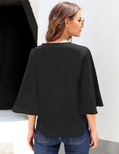 Load image into Gallery viewer, Maolijer Women's Casual Loose Shirt 3/4 Sleeve V Neck Loose Tie Front Blouses Top
