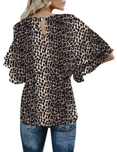 Load image into Gallery viewer, Maolijer Women's Crewneck Casual 3/4 Ruffle Sleeve Blouses Loose Tops Shirt