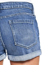 Load image into Gallery viewer, Maolijer Women's Mid Waisted Stretch Shorts Folded Hem Frayed Distressed Jean Denim Shorts