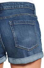 Load image into Gallery viewer, Maolijer Women's Mid Waisted Stretch Shorts Folded Hem Frayed Distressed Jean Denim Shorts