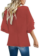 Load image into Gallery viewer, Maolijer Women's Crewneck Casual 3/4 Ruffle Sleeve Blouses Loose Tops Shirt