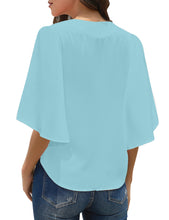 Load image into Gallery viewer, Maolijer Women's Casual Loose Shirt 3/4 Sleeve V Neck Loose Tie Front Blouses Top