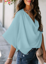 Load image into Gallery viewer, Maolijer Women's Draped Neck Blouses Dolman 3/4 Sleeve Loose Tops Shirt