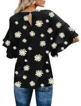 Load image into Gallery viewer, Maolijer Women's Crewneck Casual 3/4 Ruffle Sleeve Blouses Loose Tops Shirt