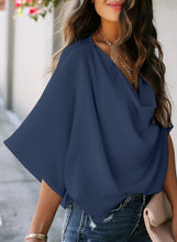 Load image into Gallery viewer, Maolijer Women's Draped Neck Blouses Dolman 3/4 Sleeve Loose Tops Shirt