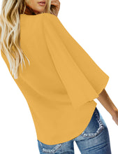 Load image into Gallery viewer, Maolijer Women's Casual Loose Shirt 3/4 Sleeve V Neck Loose Tie Front Blouses Top