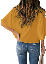 Load image into Gallery viewer, Maolijer Women's Draped Neck Blouses Dolman 3/4 Sleeve Loose Tops Shirt