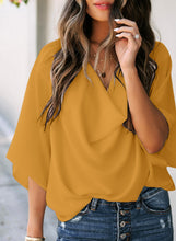 Load image into Gallery viewer, Maolijer Women's Draped Neck Blouses Dolman 3/4 Sleeve Loose Tops Shirt