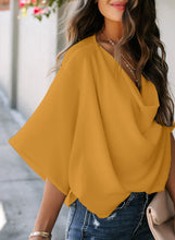 Load image into Gallery viewer, Maolijer Women's Draped Neck Blouses Dolman 3/4 Sleeve Loose Tops Shirt