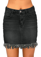 Load image into Gallery viewer, Maolijer Women's Casual Mid Waisted Frayed Hem Denim Jeans Stretch Short Skirts