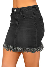 Load image into Gallery viewer, Maolijer Women's Casual Mid Waisted Frayed Hem Denim Jeans Stretch Short Skirts