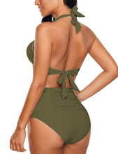 Load image into Gallery viewer, Maolijer Women's Halter Bikini Set High Waisted Side Tie Two Pieces Swimsuit