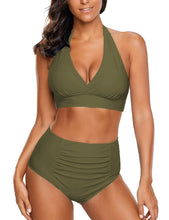 Load image into Gallery viewer, Maolijer Women's Halter Bikini Set High Waisted Side Tie Two Pieces Swimsuit