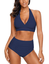 Load image into Gallery viewer, Maolijer Women's Halter Bikini Set High Waisted Side Tie Two Pieces Swimsuit