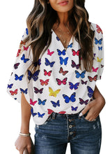 Load image into Gallery viewer, Maolijer Women&#39;s Draped Neck Blouses Dolman 3/4 Sleeve Loose Tops Shirt