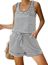Load image into Gallery viewer, Maolijer Women&#39;s Casual Sleeveless Romper Elastic Waist Pockets Short Jumpsuit