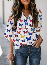 Load image into Gallery viewer, Maolijer Women&#39;s Draped Neck Blouses Dolman 3/4 Sleeve Loose Tops Shirt