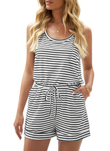 Load image into Gallery viewer, Maolijer Women&#39;s Casual Sleeveless Romper Elastic Waist Pockets Short Jumpsuit