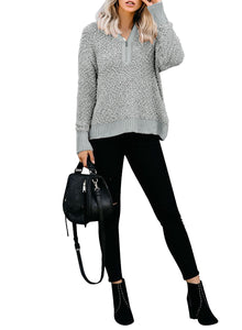 Maolijer Women's Casual Long Sleeves Zipper Fleece Pullover Sweater Fuzzy Sherpa Outwear Tunic Tops