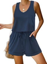 Load image into Gallery viewer, Maolijer Women&#39;s Casual Sleeveless Romper Elastic Waist Pockets Short Jumpsuit