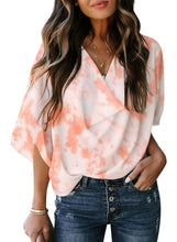 Load image into Gallery viewer, Maolijer Women&#39;s Draped Neck Blouses Dolman 3/4 Sleeve Loose Tops Shirt