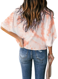 Maolijer Women's Draped Neck Blouses Dolman 3/4 Sleeve Loose Tops Shirt