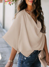 Load image into Gallery viewer, Maolijer Women&#39;s Draped Neck Blouses Dolman 3/4 Sleeve Loose Tops Shirt