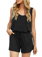Load image into Gallery viewer, Maolijer Women&#39;s Casual Sleeveless Romper Elastic Waist Pockets Short Jumpsuit