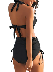Maolijer Women's Halter Bikini Set High Waisted Side Tie Two Pieces Swimsuit