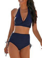 Load image into Gallery viewer, Maolijer Women&#39;s Halter Bikini Set High Waisted Side Tie Two Pieces Swimsuit