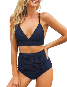 Maolijer Women's High Waist Swimsuit Bikini Tankini Bottom Shirred Swim Skirt