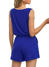 Load image into Gallery viewer, Maolijer Women&#39;s Casual Sleeveless Romper Elastic Waist Pockets Short Jumpsuit