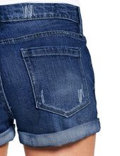 Load image into Gallery viewer, Maolijer Women&#39;s Mid Waisted Stretch Shorts Folded Hem Frayed Distressed Jean Denim Shorts